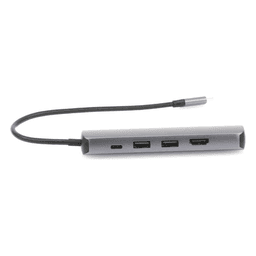 HUB USB-C (Docking Station) 5 en 1 | Ultra Delgado | 2 USB-A 3.1 a (5 Gbps) | HDMI 4K@60Hz | RJ45 (Gigabit Ethernet) | USB-C PD Carga Rápida 100W | Soporta OTG | Chips Inteligentes | Pequeño y Ligero | Caja de Aluminio.
