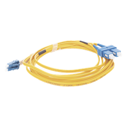 Jumper de Fibra Óptica Monomodo 9/125 LC/UPC-SC/UPC, PVC, 2.0 mm, Dúplex, Amarillo, 3 Metros (9.84 Pies)
