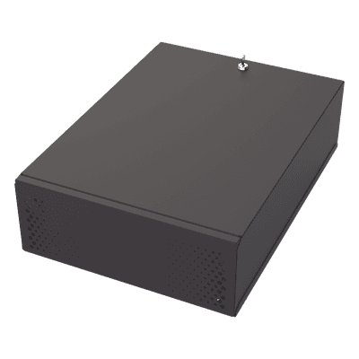 Gabinete Metálico para DVR/NVR / Acero Calibre 20 / 525x180x677 mm / Chapa con Llave / Compatible Ventilador 120 mm / Fijación Mesa o Escritorio