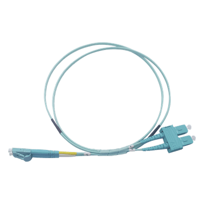 Jumper de Fibra Óptica Multimodo OM3 50/125 LC-SC OFNR (Riser), 2.0 mm, Dúplex, Aqua, 1 metro (3.28 pies)