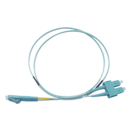 Jumper de Fibra Óptica Multimodo OM3 50/125 LC-SC OFNR (Riser), 2.0 mm, Dúplex, Aqua, 1 metro (3.28 pies)