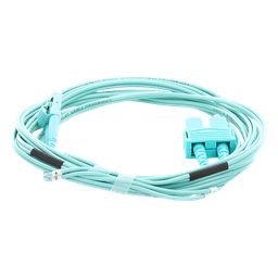 Jumper de Fibra Óptica Multimodo OM3 50/125 LC-SC OFNR (Riser), 2.0 mm, Dúplex, Aqua, 3 metros (9.84 pies)