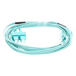 Jumper de Fibra Óptica Multimodo OM3 50/125 LC-SC OFNR (Riser), 2.0 mm, Dúplex, Aqua, 3 metros (9.84 pies)