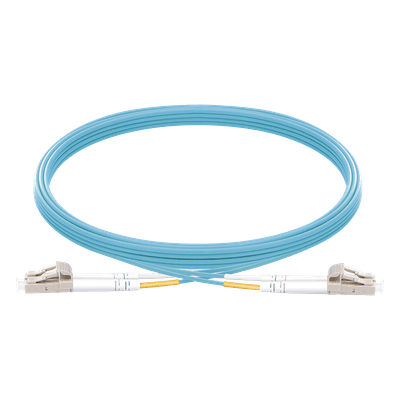 Jumper de Fibra Óptica Multimodo OM3 50/125 LC-LC OFNR (Riser), 2.0 mm, Dúplex, Aqua, 5 Metros (16.40 Pies)