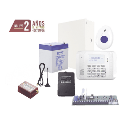 Kit de alarma / panel VISTA-48 / comunicador 4G LTE-M multimarca MN02-LTE-M / botón de pánico con detección de caídas / app RControl