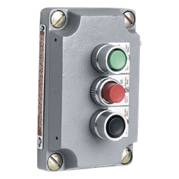 Cubierta para Estación de Control con Tres Botones Pulsadores Rojo-Verde-Negro. / Uso en Áreas Clasificadas.
