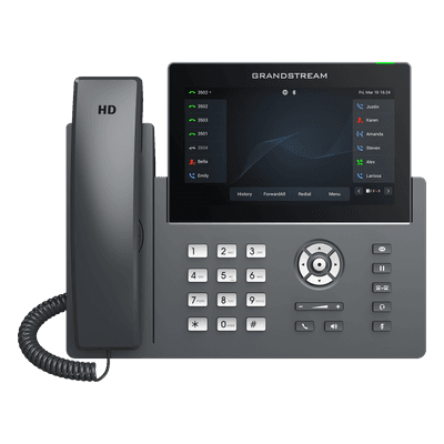 Teléfono IP Wi-Fi, Grado Operador, 12 líneas SIP con 6 cuentas, pantalla táctil  7", puertos Gigabit, Bluetooth, PoE, codec Opus, IPV4/IPV6 con gestión en la nube GDMS