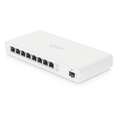 Switch PoE Pasivo / 8 Puertos GbE / 1 Puerto SFP / 110 W (27 V) / 30 W por Puerto / Aislamiento de Puertos / DHCP Snooping