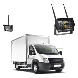 Sistema de Cámara de Reversa Inalámbrico / Monitor Táctil 7" / Resolución 800x480 / Visión Nocturna 20 m (65.6 ft) / Alcance 200 m (656 ft) / IP67