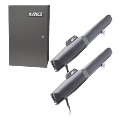 Kit de Operadores Abatibles / Para Puertas de Hasta 5.5 Metros (18 Pies) / Respaldo de Baterías / 300 Ciclos Diarios / UL325