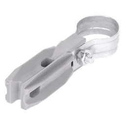 Aislador de Paso o Esquina con Abrazadera / 1 Pulgada (25 mm) / Resina Virgen 100% / Anti-Arqueo / Acero Galvanizado / Poste Cerco Eléctrico