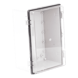 Gabinete Plástico ABS / IP66 / Puerta Transparente Policarbonato / 190 x 290 x 140 mm / Cierre Broche Inoxidable / Compatible Candado Perno 5 mm