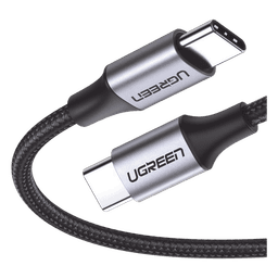 Cable USB-C a USB-C | 1 Metro (3.28 Pies) | Transferencia de Datos de 480 Mbps | Carga Rápida de Hasta 60W | QC 4.0/3.0/2.0 | PD3.0 | FPC | AFC | Protección Integrada | Caja de Aluminio | Nylon Trenzado | Color Negro