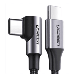 Cable USB-C a USB-C / 1 Metro (3.28 Pies) / Conector 90° / Carga 60W / 480 Mbps / Nylon Trenzado / Aluminio