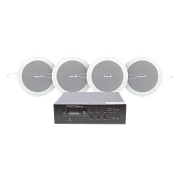 KIT de Amplificador de 120W para Escritorio | 4 Altavoces de Plafón de 4in | 3 - 6W | Sistema 70/100V