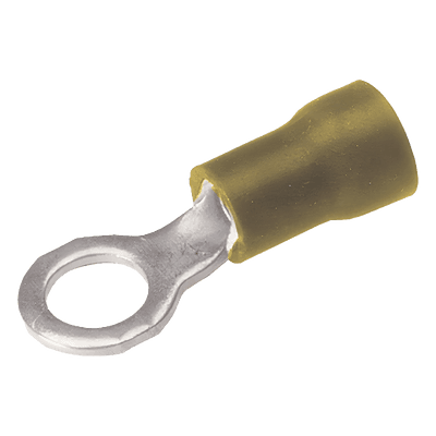 Terminal de Anillo / Aislamiento de Vinilo / Tornillo 5/16 in (8 mm) / Calibre 12-10 AWG / Longitud Total 1.03 in (26 mm)