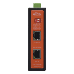 Splitter PoE IN hasta 90 W / Salida DC 12v/16V/24v o 48V / Carcasa metálica / Industrial soporte para riel DIN / Aplicaciones CCTV