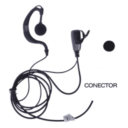 Micrófono-Audífono Profesional / Gancho Ergonómico en G / PTT de Solapa / Cable Kevlar / Conector 2 Pines / Uso Prolongado