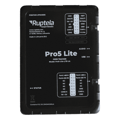 Tracker GPS Pro5 Lite / LTE CAT1 bis (4G), GSM (2G) / Lectura de Datos CAN / Monitoreo de Audio, Temperatura y Combustible / Pequeño con Nano SIM / Conectividad BLE / Protección Avanzada