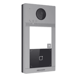 Videoportero IP 2 Megapixel / Llamada y Apertura Remota desde App Hik-Connect / PoE / Exterior IP65 + Antivandalico IK08 / 1 Departamento / Apertura con Tarjeta / Soporta 2 Puertas y hasta 6 Monitores