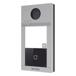 Videoportero IP 2 Megapixel / Llamada y Apertura Remota desde App Hik-Connect / PoE / Exterior IP65 + Antivandalico IK08 / 1 Departamento / Apertura con Tarjeta / Soporta 2 Puertas y hasta 6 Monitores