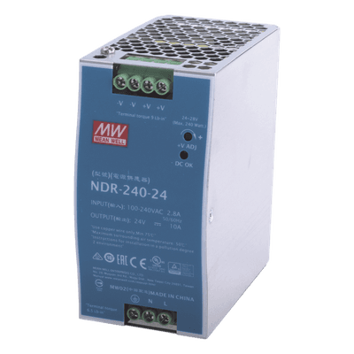 Fuente de poder industrial para riel DIN / 240W / 24Vcc / 10A / Entrada: 90-264Vca