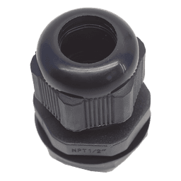 Glándula de Plástico / Rosca NPT 1/2" / Rango de Cable 6-11 mm / Color Negro / Diseño Compacto