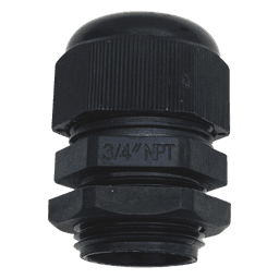 Conector Tipo Glándula / Rosca NPT 3/4" / Rango Cable 10-16 mm / Plástico Industrial / Color Negro