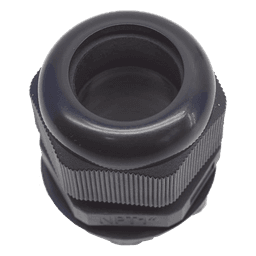 Conector Glándula Plástico / Rosca NPT 1" (25.4 mm) / Rango de Cable 16-22 mm / Color Negro / 7 Dimensiones Precisas