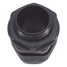 Conector Glándula Plástico / Rosca NPT 1" (25.4 mm) / Rango de Cable 16-22 mm / Color Negro / 7 Dimensiones Precisas
