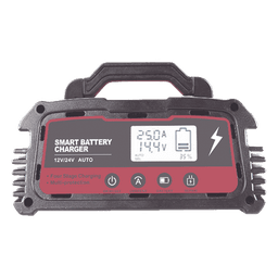 Cargador de Baterías / 12 o 24 Vcc / 25 A / Hasta 250 Ah / Display LCD / Entrada Universal AC 110-220 V
