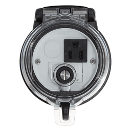 Dispositivo Circular de Puertos de Acceso a Datos, Con Dos Espacios Para Módulos Mini-Com y Un Receptáculo NEMA 5-15R, Protección IP66, de 3" de Diámetro