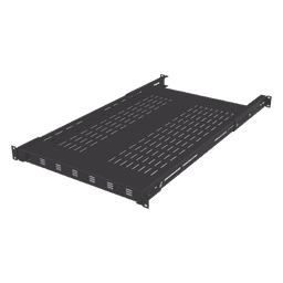 Charola Ventilada para Soportar Equipos en Rack, Profundidad Ajustable de 495 a 965 mm, 1U, Color Negro