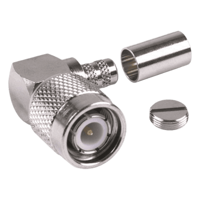 Conector TNC Macho en Ángulo Recto para Cable RG-8/X, LMR-240, Níquel/ Oro/ Teflón.â€‹