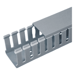 Canaleta Ranurada de PVC con Tapa / Tipo F / 44.5 mm Ancho / 79.2 mm Alto / 2 m Largo / 6.56 ft / Gris