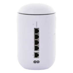 UniFi Dream Router con WiFi 6, 4 puertos LAN Gigabit de los cuales 2 son POE 802.3af. Aplicaciones UniFi Network, Protect y Access pre-instaladas. Pantalla LCD