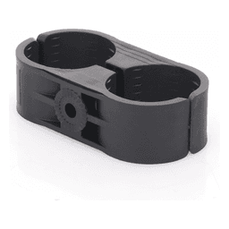 Sujetador Plástico para Cable Coaxial / 2 Cables / 2-1/4" / Ajuste 2.48 a 2.56 in (63 a 65 mm) / Montaje Varilla 3/8" o M10