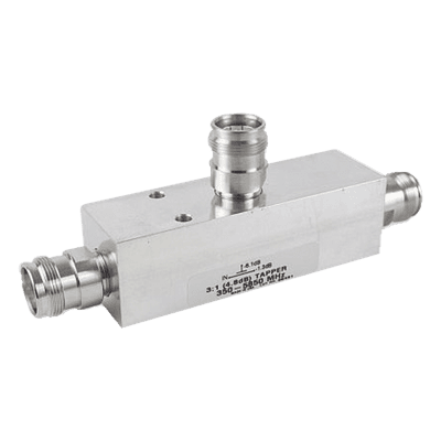 Separador RF / 6 dB Tap 4:1 / 350-5930 MHz / 500 W Promedio / PIM -161 dBc / Conectores 4.3-10 Hembra / IP67 / 380 g