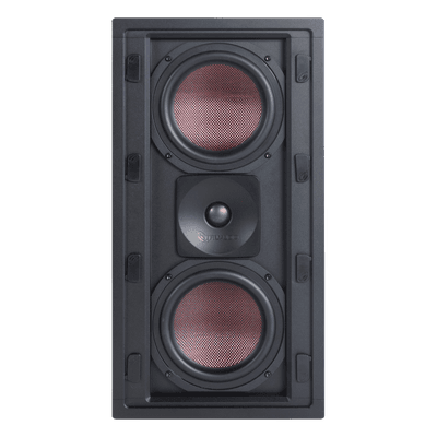 Bocina de pared / 2 woofers de fibra de carbono 6.5'' (16.5 cm) / Tweeter de titanio 1'' (2.5 cm) / 200W / Chasis de aluminio extruido / Parrilla invisible