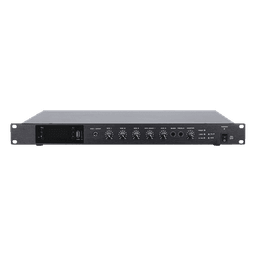 Amplificador de Audio | 1 canal | 350 W | Sistema 100V y Baja Impedancia | 4 Entradas de Micrófono Balanceadas | Bluetooth | USB | SD | FM | Montaje en Rack