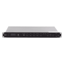 Amplificador de Audio | 1 canal | 350 W | Sistema 100V y Baja Impedancia | 4 Entradas de Micrófono Balanceadas | Bluetooth | USB | SD | FM | Montaje en Rack