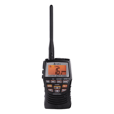 Radio portátil marino flotante y sumergible con potencia de RF de 3 Watts.
