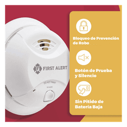 Detector de Humo Autónomo, No Requiere Panel, Batería Sellada de Litio por 10 años, Sensor por Ionización, Sin cableado