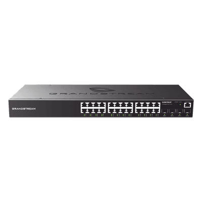Switch PoE+ Administrable / 24 Puertos 10/100/1000 Mbps + 4 SFP / 360W PoE Total / Switching 56 Gbps / Cloud GWN Sin Costo / Montable en Rack