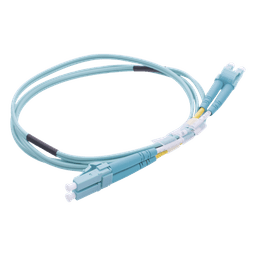Jumper de Fibra Óptica Multimodo OM4 50/125 LC-LC OFNR (Riser), 2.0 mm, Dúplex, Aqua, 1 metro (3.28 pies)