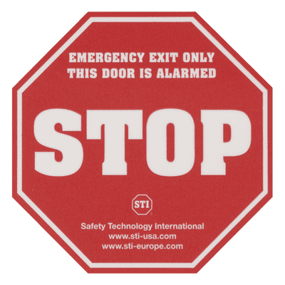 Etiqueta de Advertencia / Puerta con Alarma / Adhesivo / Resistente a Condiciones Extremas / Tamaño Estándar Comercial