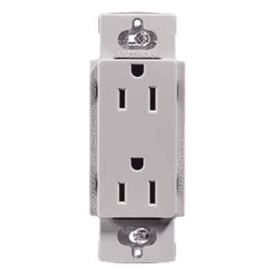 Contacto Dúplex de Pared / 15 A / 125 V / Placa Frontal Gris / Instalación Sin Tornillos Visibles / Compatible Multi-Gang