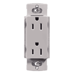 Contacto Dúplex de Pared / 15 A / 125 V / Placa Frontal Gris / Instalación Sin Tornillos Visibles / Compatible Multi-Gang