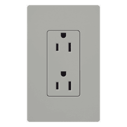 Contacto Dúplex de Pared / 15 A / 125 V / Placa Frontal Gris / Instalación Sin Tornillos Visibles / Compatible Multi-Gang