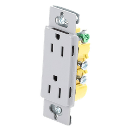 Contacto Dúplex de Pared / 15 A / 125 V / Placa Frontal Gris / Instalación Sin Tornillos Visibles / Compatible Multi-Gang